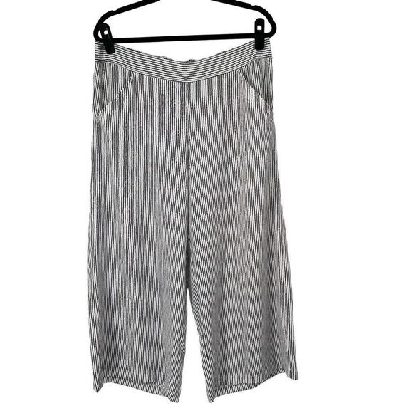 Max Studio Cream Black Stripe Crepe Cropped Wide Leg Pant Sz XL NWT - Picture 1 of 9